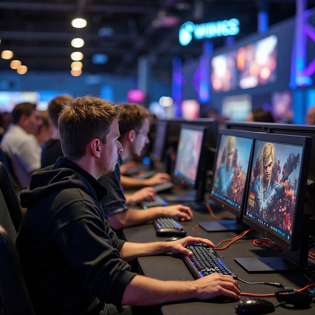 Game developers presenting their work