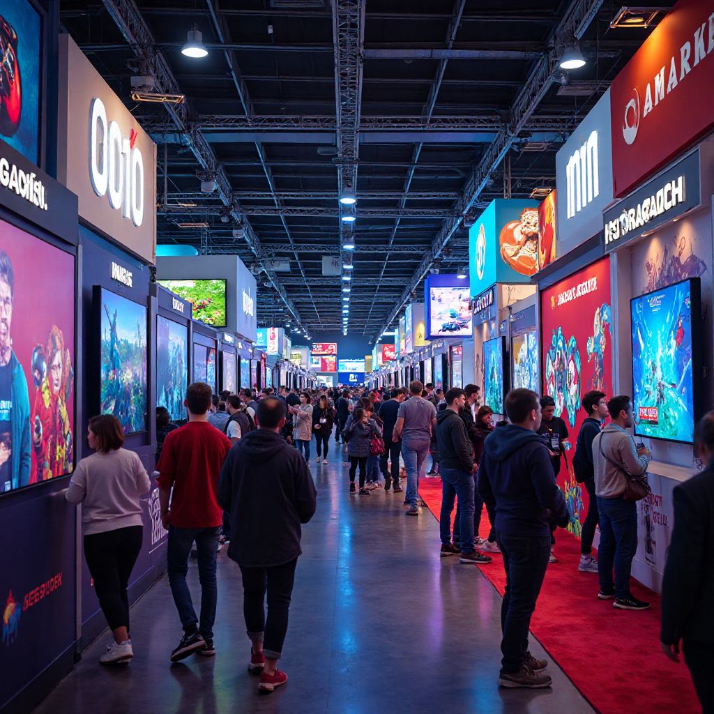 Crowds exploring the exhibition floor