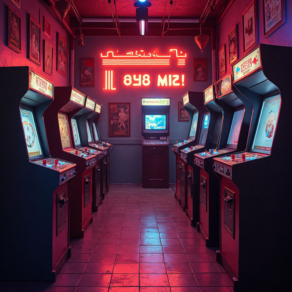 Retro gaming arcade section